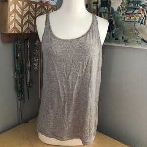 Eileen Fisher 100% Linen Tan Beige U Neck Striped Tank Top